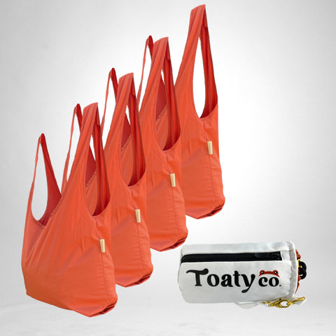 Toaty Case and Four Packable Tote Bags (White/Firebrick Red)